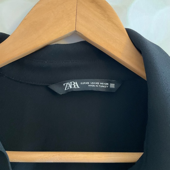 Zara Black Satin Button Down Blouse - Picture 3 of 5